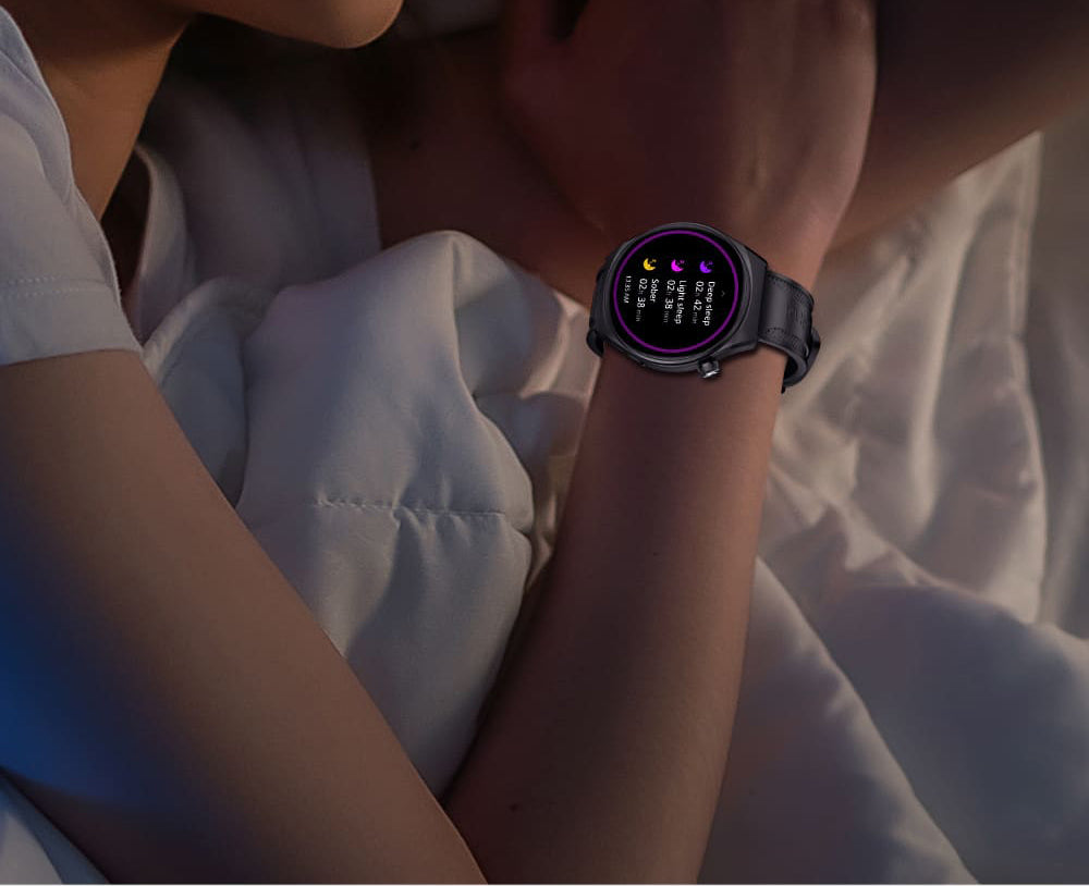 KUMI GW6 Smartwatch, 1.43-inch AMOLED HD Screen, Al Voice Function, Sleep Heart Rate Monitoring, Bluetooth Calling - Black