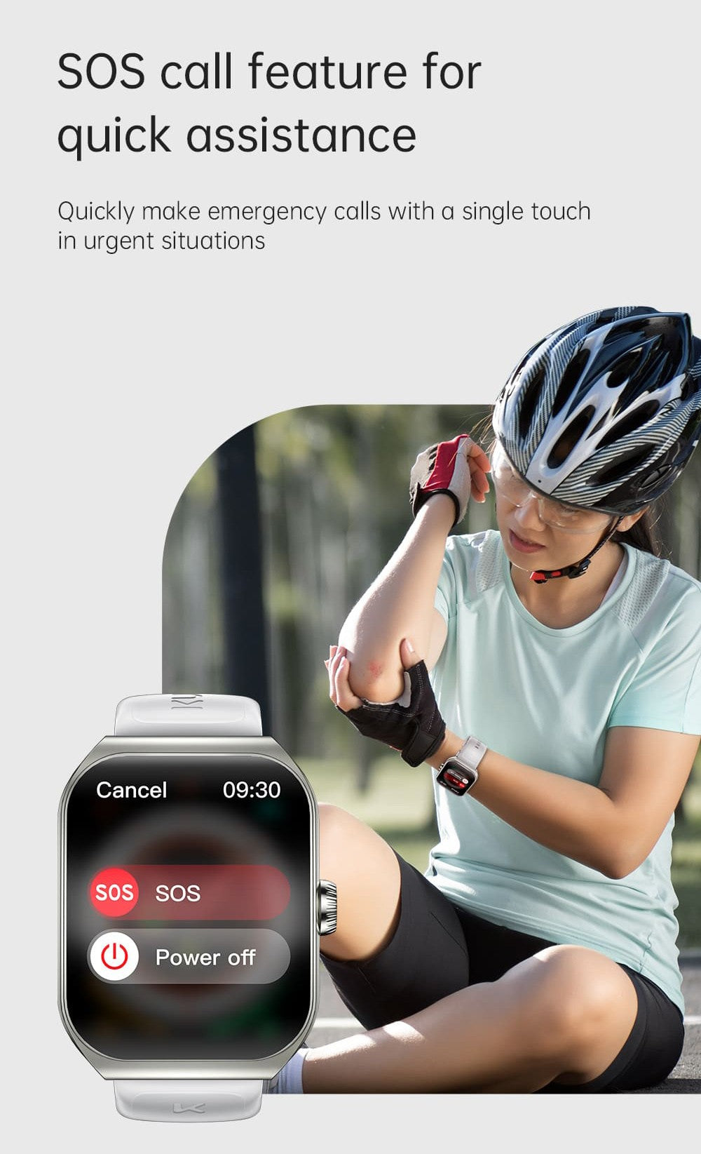 KUMI KU7 Smartwatch, 1.96'' AMOLED Screen, Bluetooth Calling, Health Monitoring, Stock Market Information, 100 Sports Modes - Black