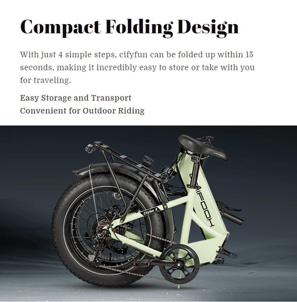 Bicicleta eléctrica LAIFOOK Cityfun S, motor sin escobillas de 250 W, batería de 48 V y 10,4 Ah, neumáticos gruesos de 20 x 4,0 pulgadas, velocidad máxima de 25 km/h, autonomía de 70 km, freno de disco mecánico, Shimano de 7 velocidades, pantalla LCD - Negro