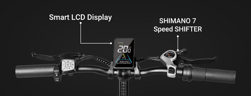 Bicicleta eléctrica LAIFOOK Cityfun S, motor sin escobillas de 250 W, batería de 48 V y 10,4 Ah, neumáticos gruesos de 20 x 4,0 pulgadas, velocidad máxima de 25 km/h, autonomía de 70 km, freno de disco mecánico, Shimano de 7 velocidades, pantalla LCD - Negro