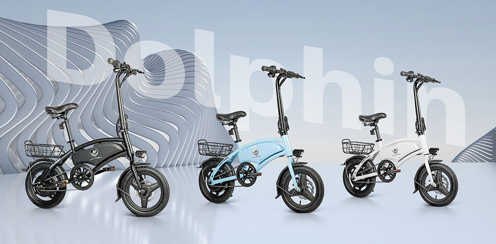 LAIFOOK Dolphin Folding Electric Bike, 250W Motor, 36V 7.8AH Battery, 14-inch Tire, 25km/h Max Speed, 40km Range, Disc Brakes, LCD Display - White