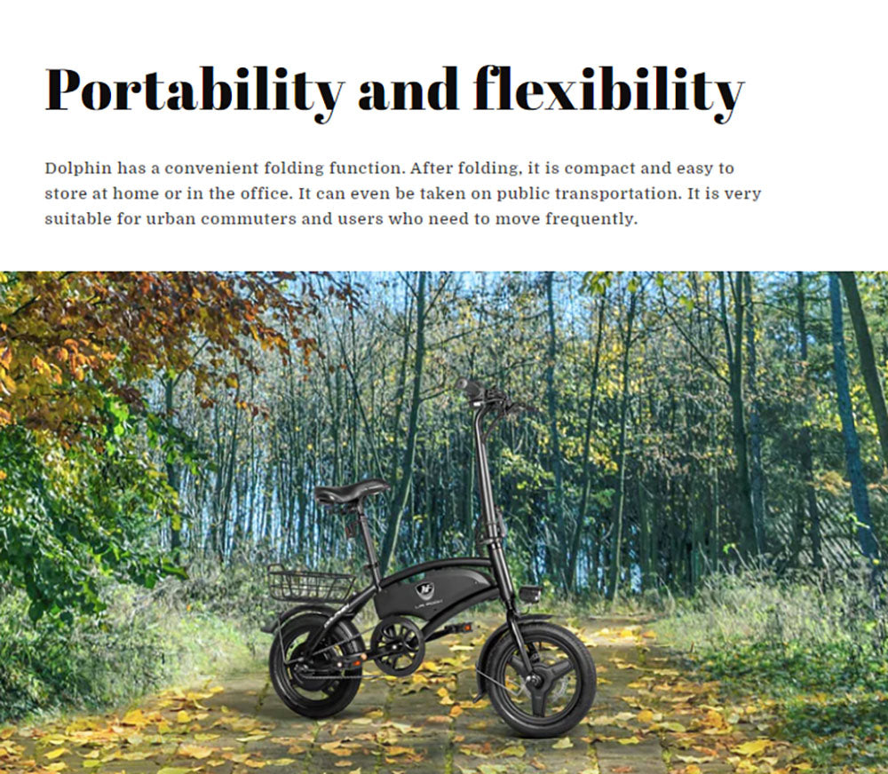 LAIFOOK Dolphin Folding Electric Bike, 250W Motor, 36V 7.8AH Battery, 14-inch Tire, 25km/h Max Speed, 40km Range, Disc Brakes, LCD Display - White