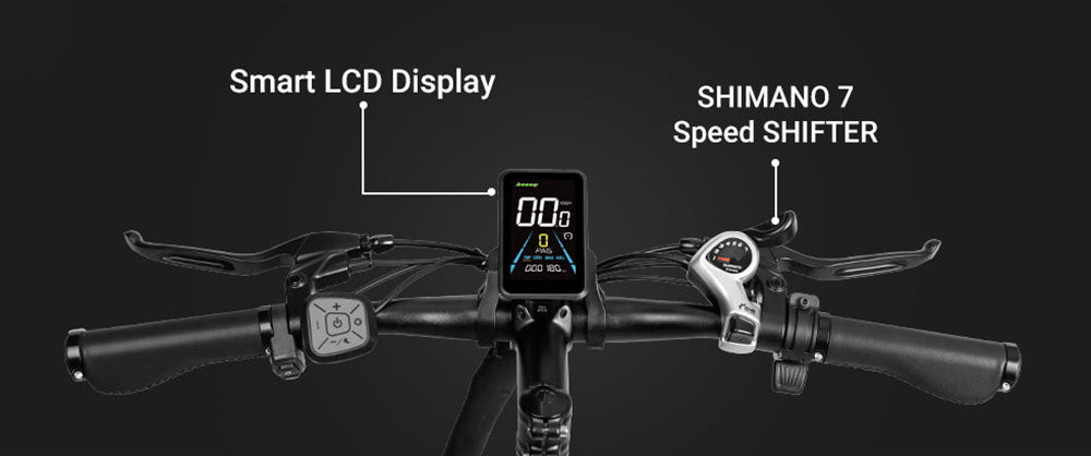 LAIFOOK Seeker Electric Bike, 250W Motor, 36V 9Ah Battery, 26'' Tires, 25km/h Max Speed, 60km Range, Front Fork Suspension, Disc Brakes, SHIMANO 7 Speed, LCD Display - Black