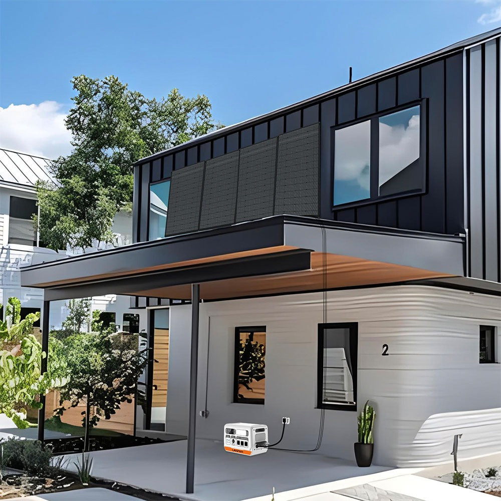 LANPWR 2400 Pro Balcony Solar System, 2200W 2040Wh Power Station with On-grid Inverter, 3 AC Outputs