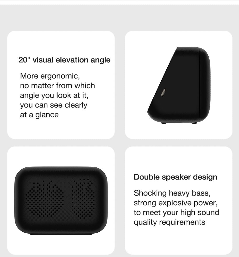Lenovo TS13 Altavoz de Escritorio con Alarma, Reloj Despertador, Altavoz Estéreo Inalámbrico Bluetooth, Batería de 1500 mAh, Pantalla Digital con Espejo - Blanco