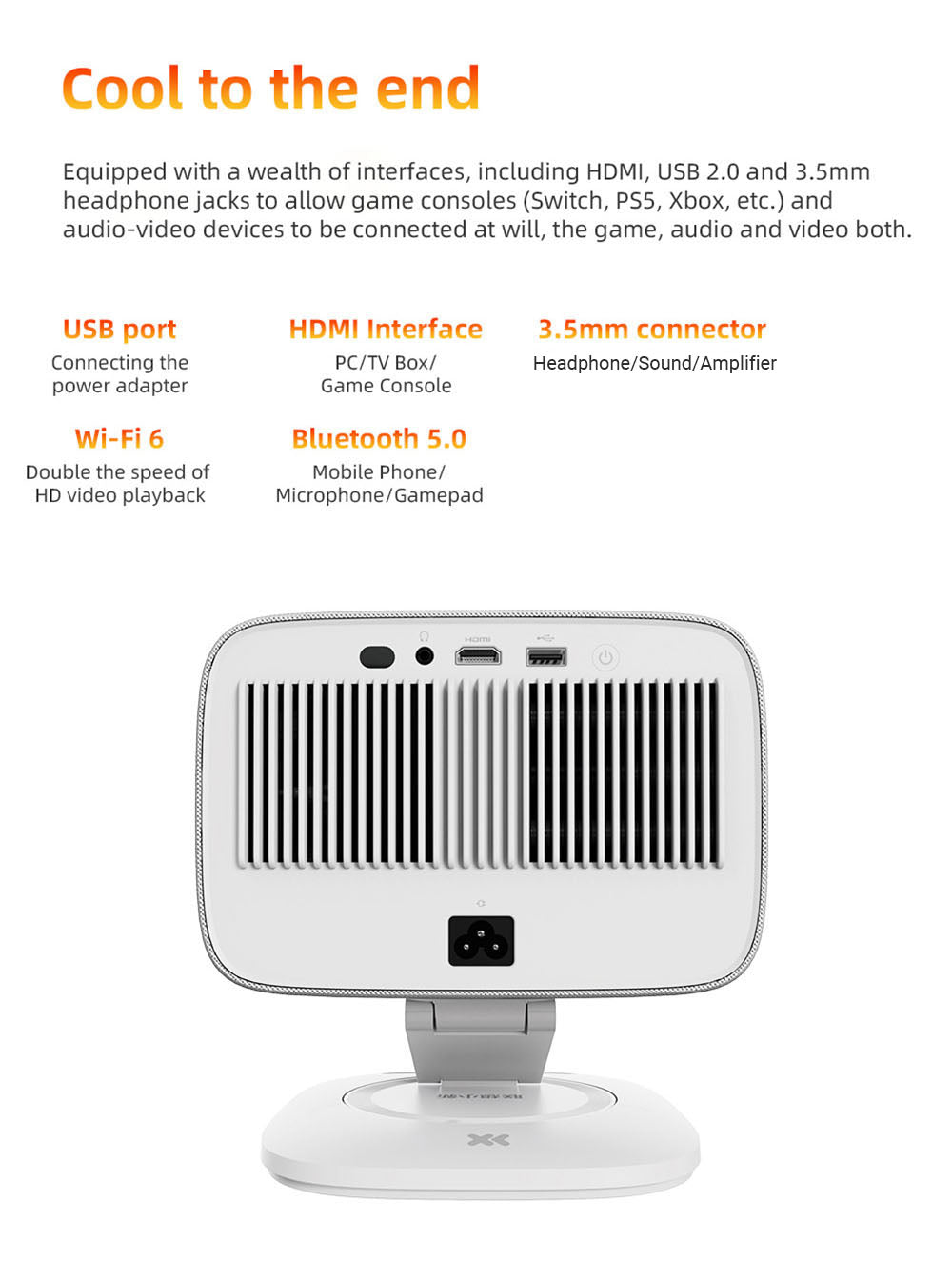 Proyector Inteligente Lenovo Xiaoxin 100P, 850 ANSI lúmenes, 1080P, HDR10, WiFi 6, Altavoces 2*5W, Corrección Trapezoidal Automática.