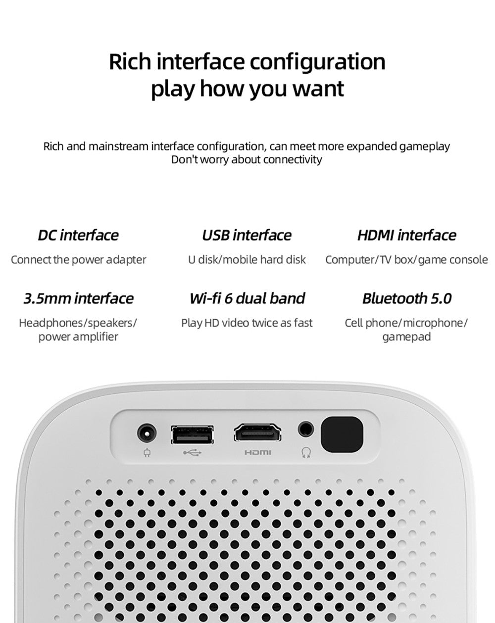 Proyector Lenovo Xiaoxin 100S, 650 ANSI lúmenes, 1080P, enfoque automático, altavoces 2*5W, WiFi 6, Bluetooth 5.0