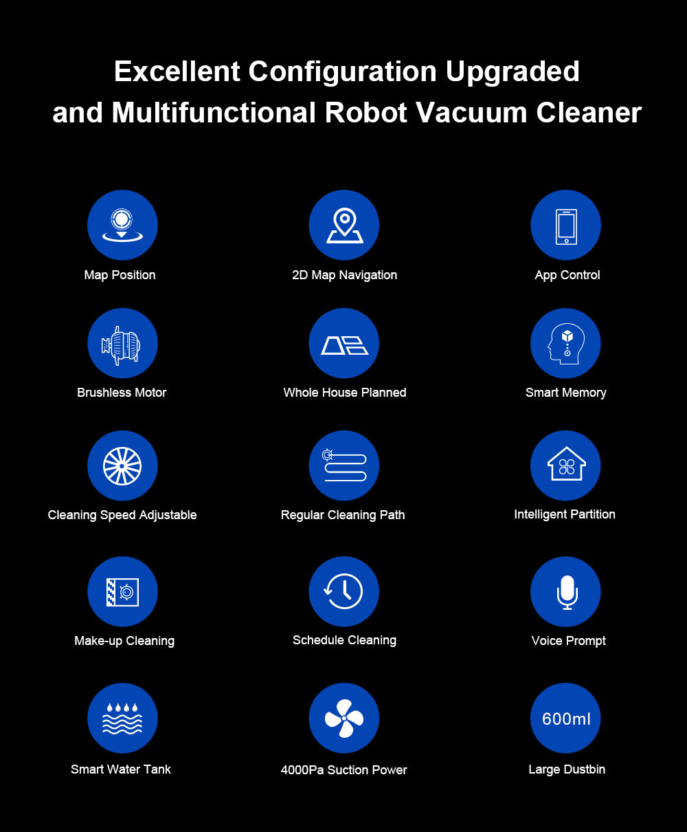 Robot Aspiradora LIECTROUX C30B, Succión 6000Pa con Navegación por Mapa con IA, Batería 2500mAh, Tanque de Agua Eléctrico con Partición Inteligente, Control por APP - Negro