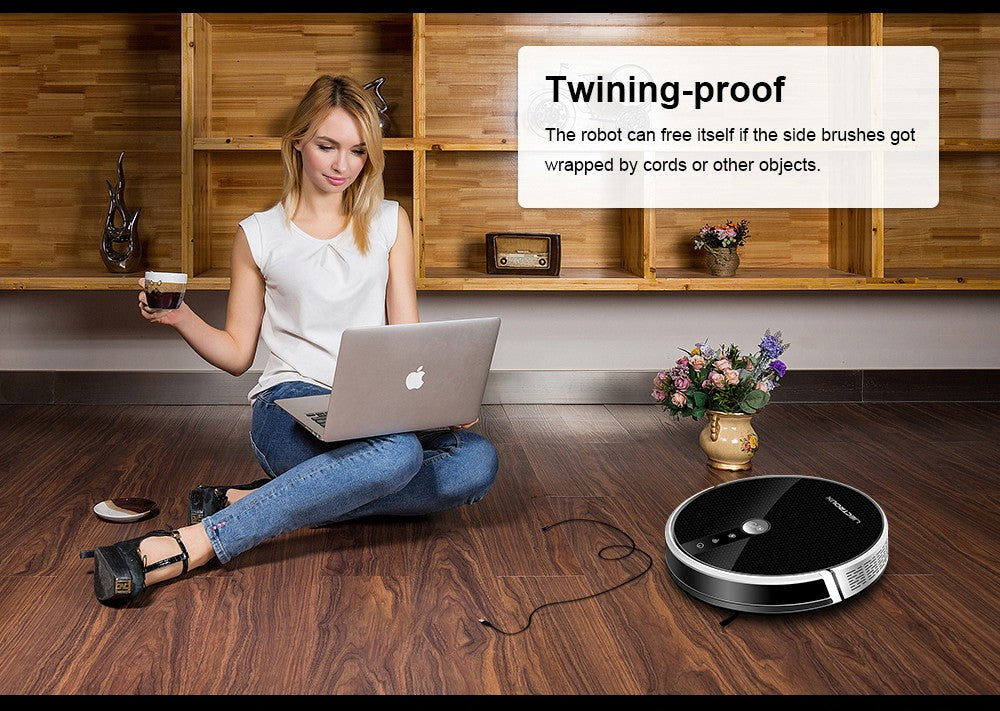 Robot Aspiradora LIECTROUX C30B, Succión 6000Pa con Navegación por Mapa con IA, Batería 2500mAh, Tanque de Agua Eléctrico con Partición Inteligente, Control por APP - Negro
