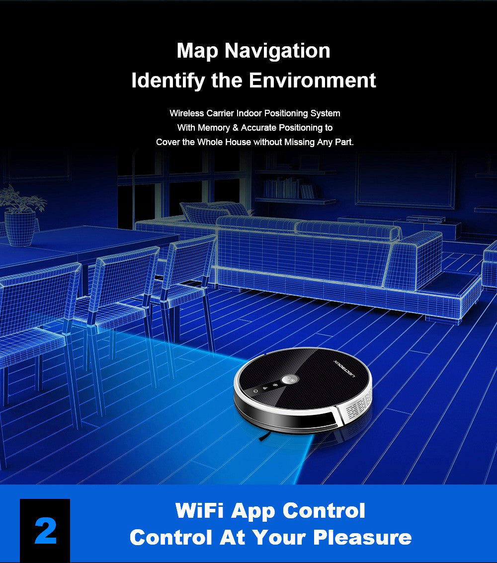 Robot Aspiradora LIECTROUX C30B, Succión 6000Pa con Navegación por Mapa con IA, Batería 2500mAh, Tanque de Agua Eléctrico con Partición Inteligente, Control por APP - Negro