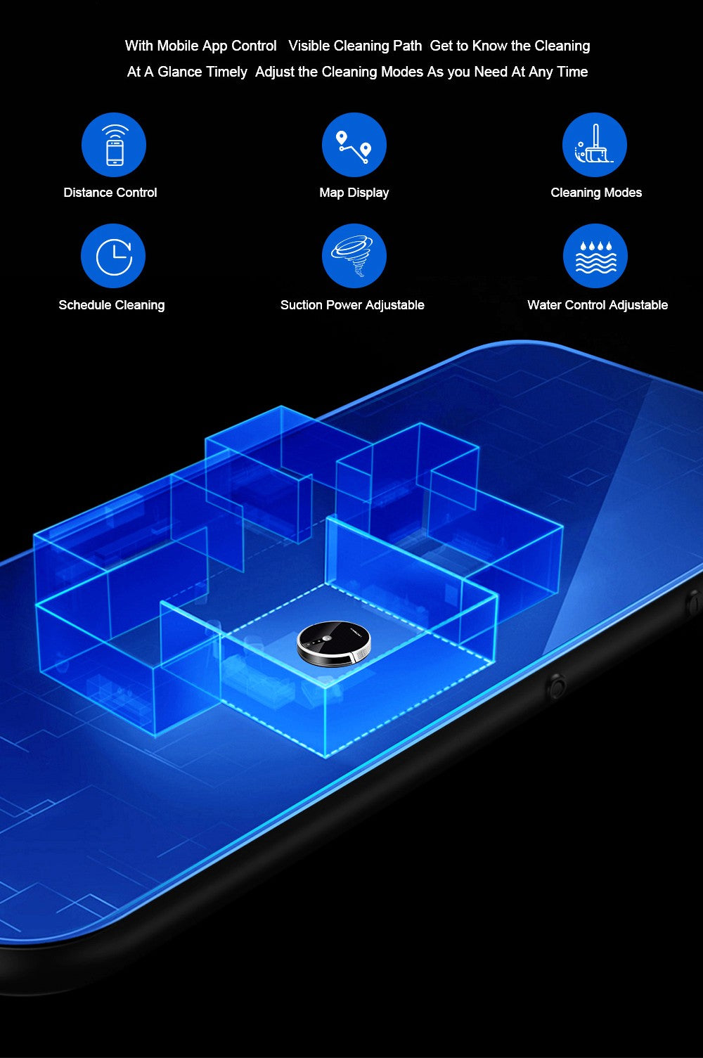 Robot Aspiradora LIECTROUX C30B, Succión 6000Pa con Navegación por Mapa con IA, Batería 2500mAh, Tanque de Agua Eléctrico con Partición Inteligente, Control por APP - Negro