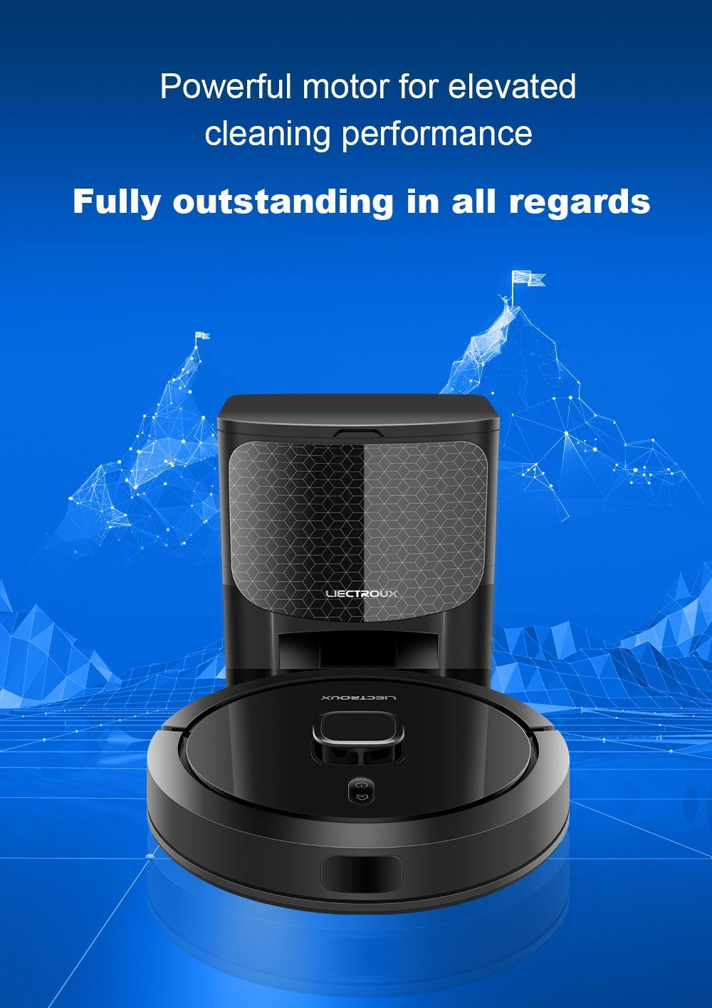 Robot Aspirador Liectroux G7, Succión 6500Pa, Navegación Láser, Batería 5200mAh, Autonomía 180 minutos - Negro, Enchufe UE