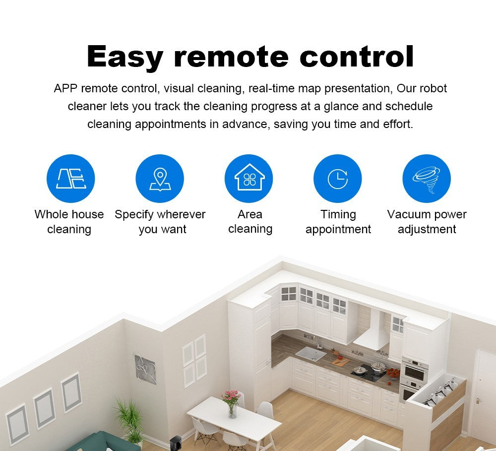 Robot Aspirador Liectroux G7, Succión 6500Pa, Navegación Láser, Batería 5200mAh, Autonomía 180 minutos - Negro, Enchufe UE