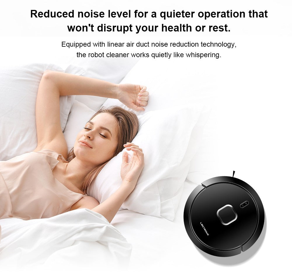 Robot Aspirador Liectroux G7, Succión 6500Pa, Navegación Láser, Batería 5200mAh, Autonomía 180 minutos - Negro, Enchufe UE