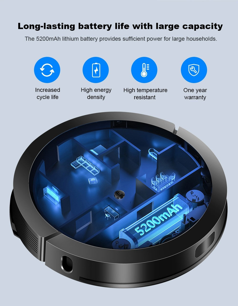 Robot Aspirador Liectroux G7, Succión 6500Pa, Navegación Láser, Batería 5200mAh, Autonomía 180 minutos - Negro, Enchufe UE