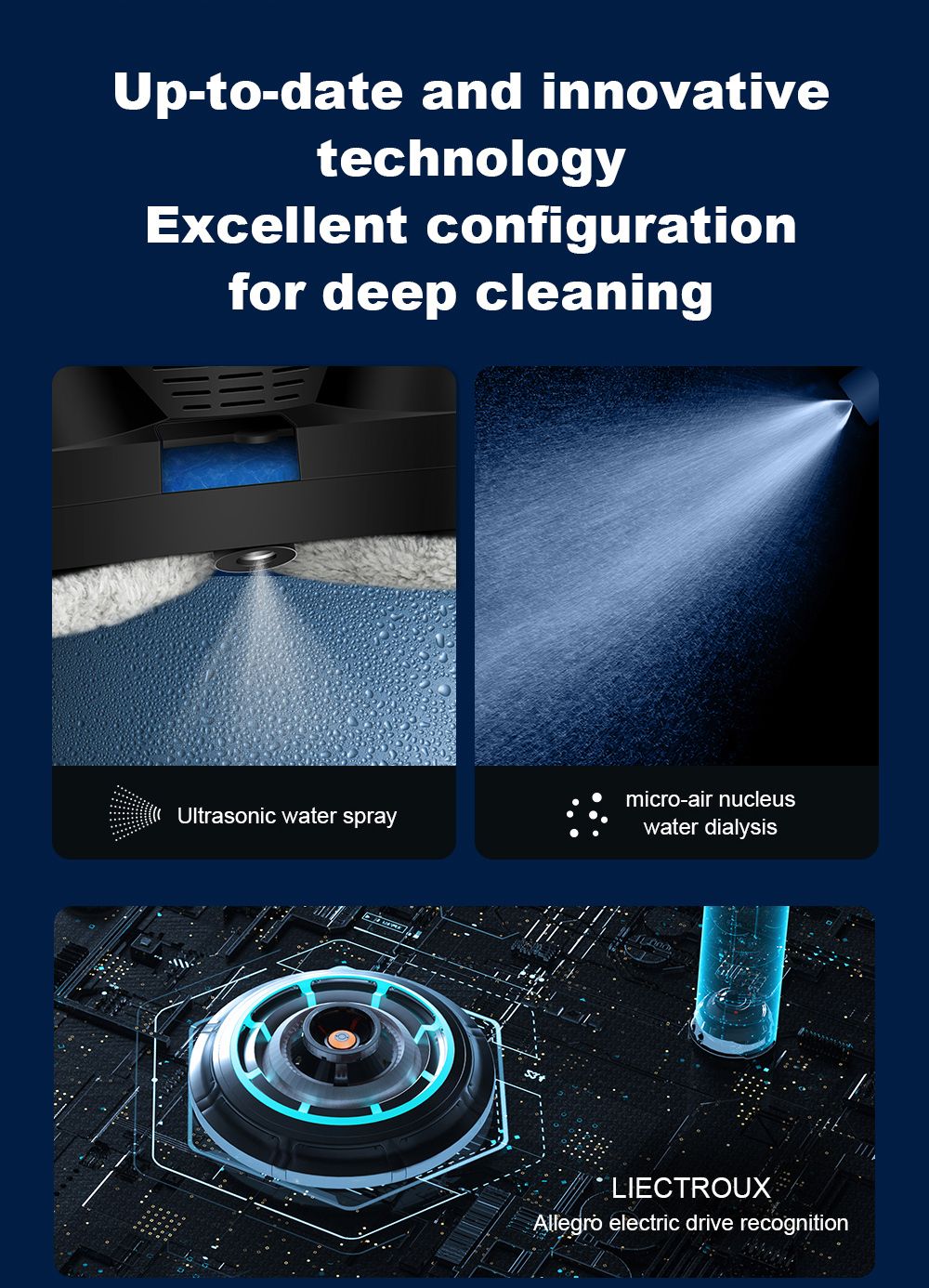Liectroux HCR-10 Robot Limpiador de Ventanas, Tanque de Agua de 30ml, Rociado de Agua Ultrasónico, Succión de 2800Pa, Cuerpo Ultradelgado de 6.8cm