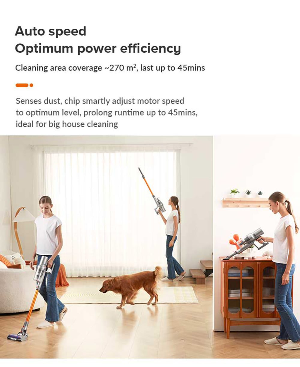 Aspiradora escoba sin cable Liectroux i10, detección inteligente de polvo, motor BLDC de 250 W, succión de 27 kPa, pantalla táctil a color, luz frontal LED, 45 minutos de autonomía, para alfombras, suelos, coches y pelo de mascotas.