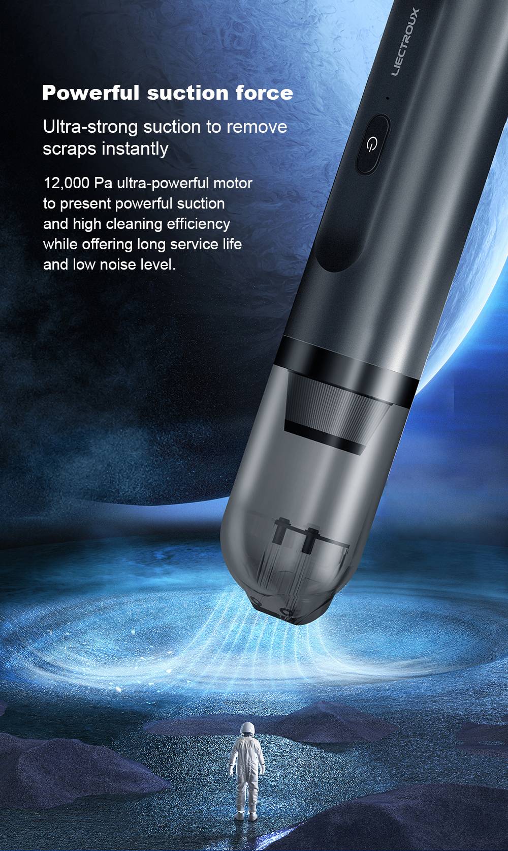 Aspiradora de mano Liectroux i5, gran potencia de succión de 12.000 Pa, batería de 2500 mAh, hasta 35 minutos de autonomía, motor sin escobillas, bajo nivel de ruido, depósito de polvo de 120 ml, limpieza para hogar y vehículo.