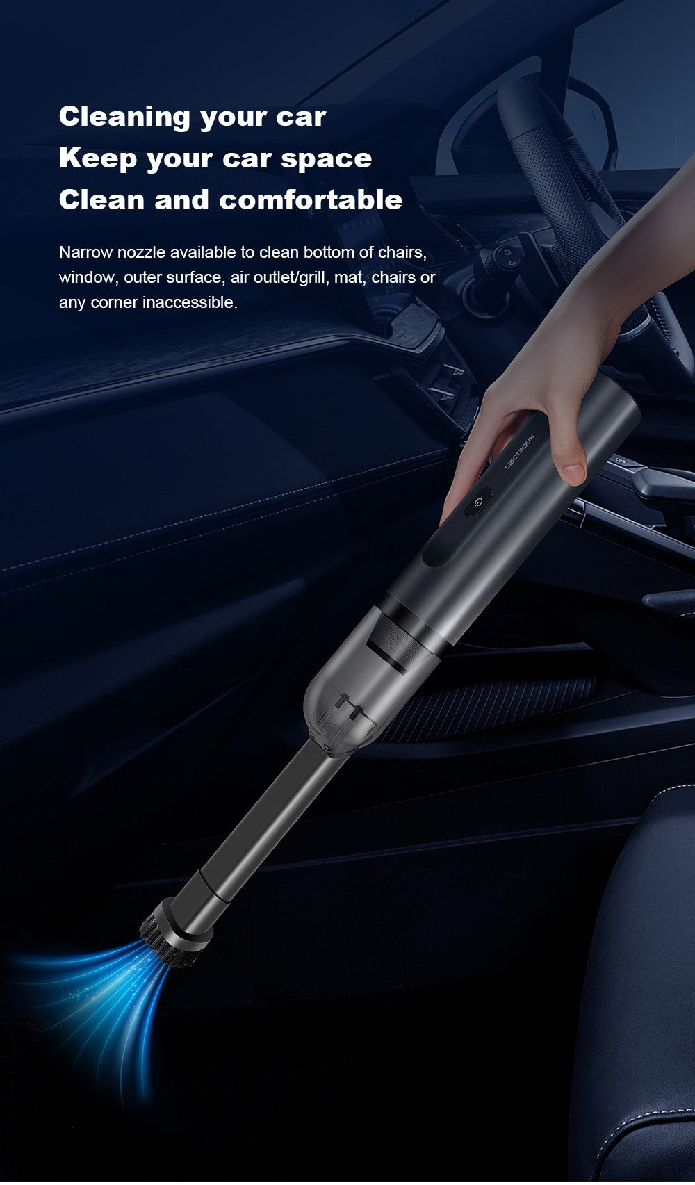 Aspiradora de mano Liectroux i5, gran potencia de succión de 12.000 Pa, batería de 2500 mAh, hasta 35 minutos de autonomía, motor sin escobillas, bajo nivel de ruido, depósito de polvo de 120 ml, limpieza para hogar y vehículo.
