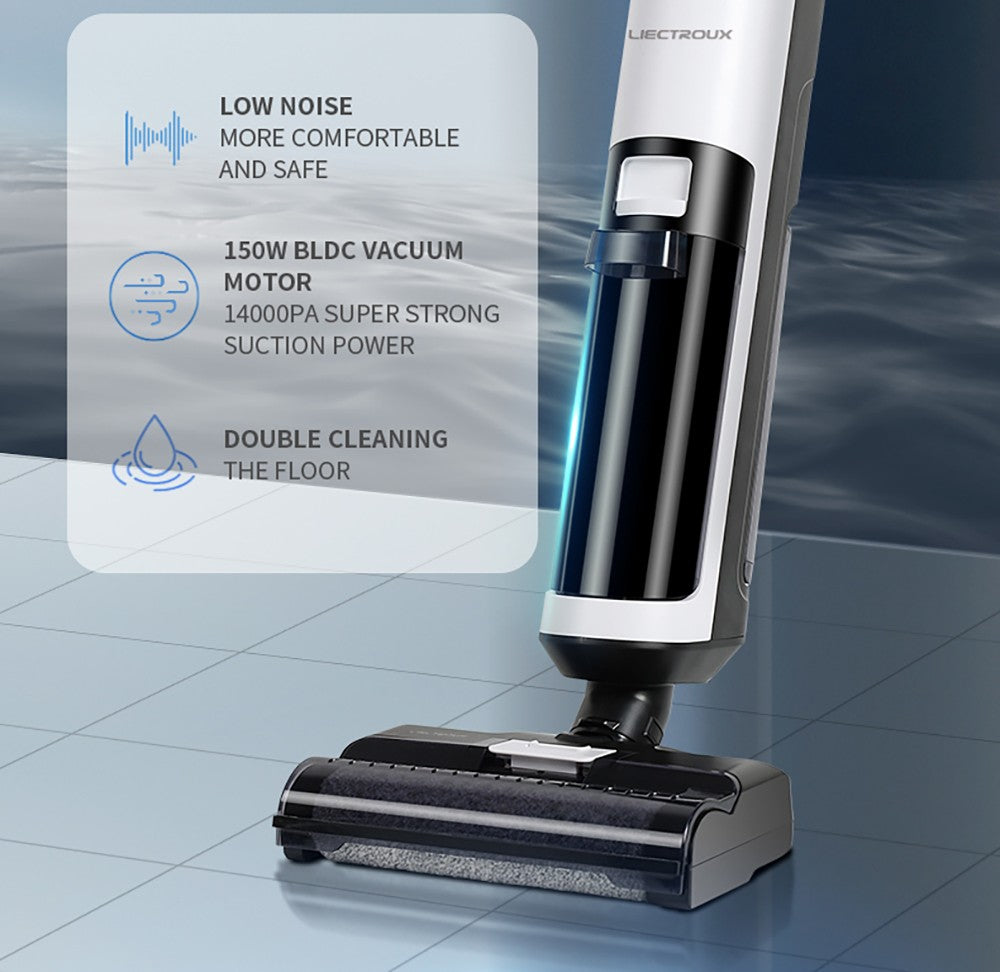 Aspiradora sin cable para limpieza húmeda y seca Liectroux i7 Pro, succión de 14000 Pa, autolimpieza, autosacado, depósito de agua limpia de 600 ml, 35 minutos de autonomía, pantalla LED, control por voz, bajo nivel de ruido.