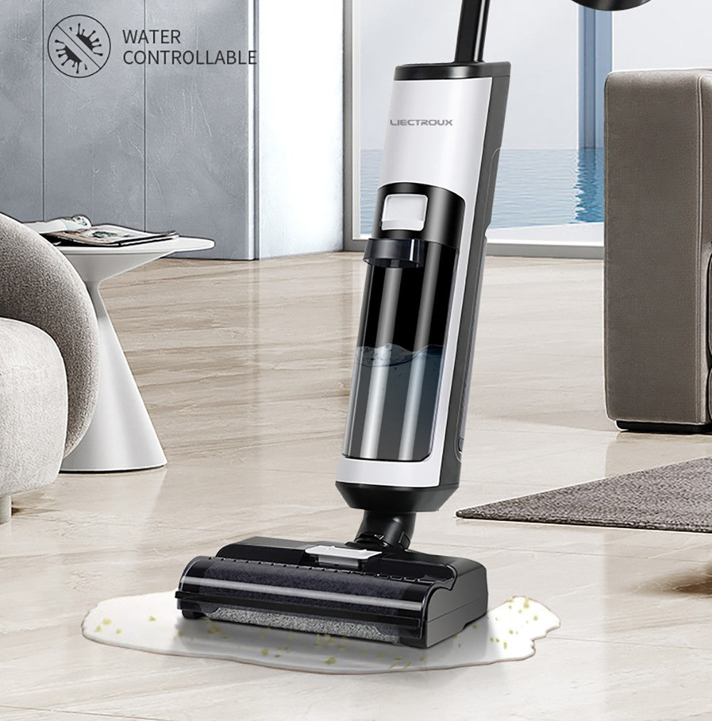 Aspiradora sin cable para limpieza húmeda y seca Liectroux i7 Pro, succión de 14000 Pa, autolimpieza, autosacado, depósito de agua limpia de 600 ml, 35 minutos de autonomía, pantalla LED, control por voz, bajo nivel de ruido.