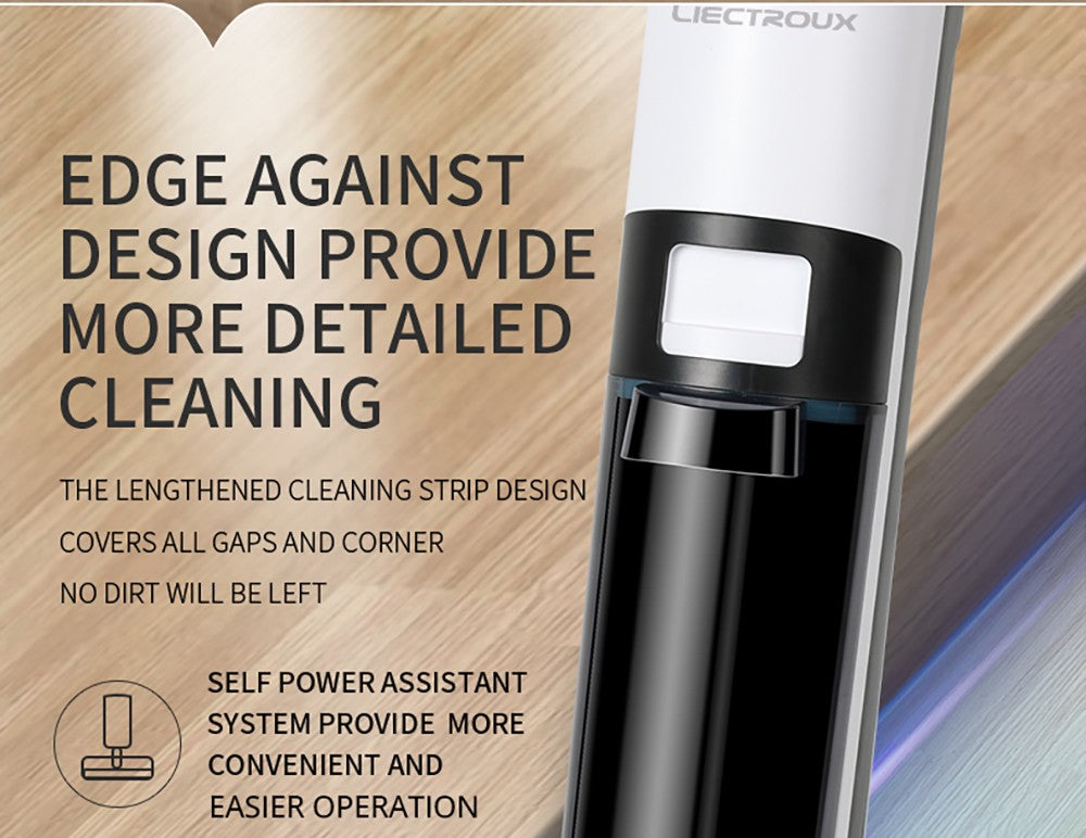 Aspiradora sin cable para limpieza húmeda y seca Liectroux i7 Pro, succión de 14000 Pa, autolimpieza, autosacado, depósito de agua limpia de 600 ml, 35 minutos de autonomía, pantalla LED, control por voz, bajo nivel de ruido.