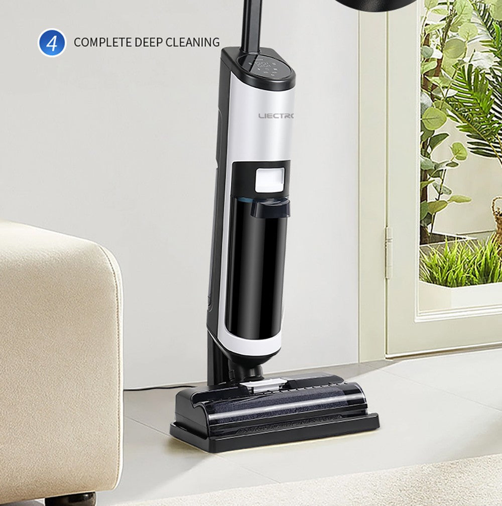 Aspiradora sin cable para limpieza húmeda y seca Liectroux i7 Pro, succión de 14000 Pa, autolimpieza, autosacado, depósito de agua limpia de 600 ml, 35 minutos de autonomía, pantalla LED, control por voz, bajo nivel de ruido.