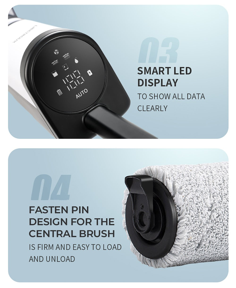Aspiradora sin cable para limpieza húmeda y seca Liectroux i7 Pro, succión de 14000 Pa, autolimpieza, autosacado, depósito de agua limpia de 600 ml, 35 minutos de autonomía, pantalla LED, control por voz, bajo nivel de ruido.