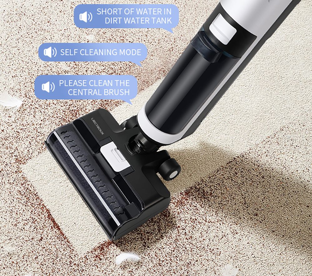 Aspiradora sin cable para limpieza húmeda y seca Liectroux i7 Pro, succión de 14000 Pa, autolimpieza, autosacado, depósito de agua limpia de 600 ml, 35 minutos de autonomía, pantalla LED, control por voz, bajo nivel de ruido.