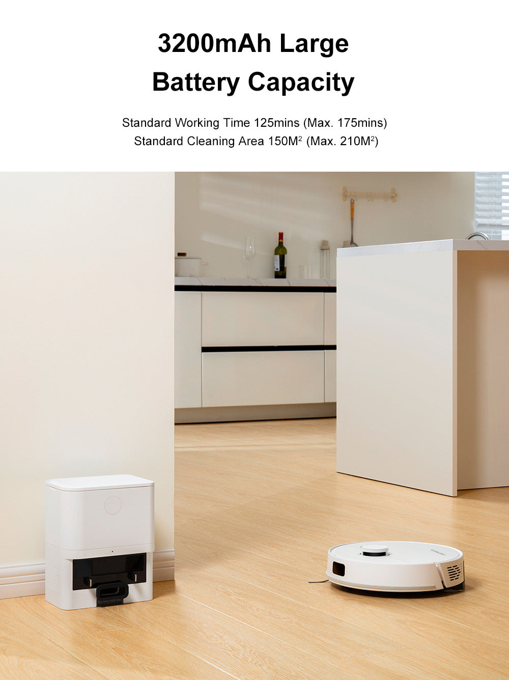 Robot aspirador Liectroux M70 Pro Lidar con vaciado automático del depósito de polvo, almacenamiento de mapas de varias plantas, fuerte succión de 6500 Pa, batería de 3200 mAh, tiempo de funcionamiento máximo de 175 minutos, aplicación inteligente y control por voz, bolsa de polvo de 3 litros, blanco.