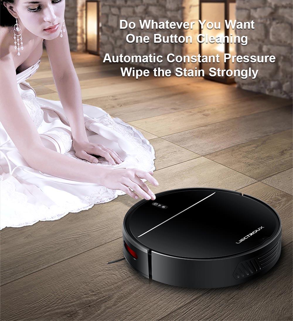 LIECTROUX M7S Pro Robot Aspiradora, Navegación con Mapa 2D, Batería de 4400mAh, Autonomía de 110 minutos, Mopa Seca y Húmeda - Negro