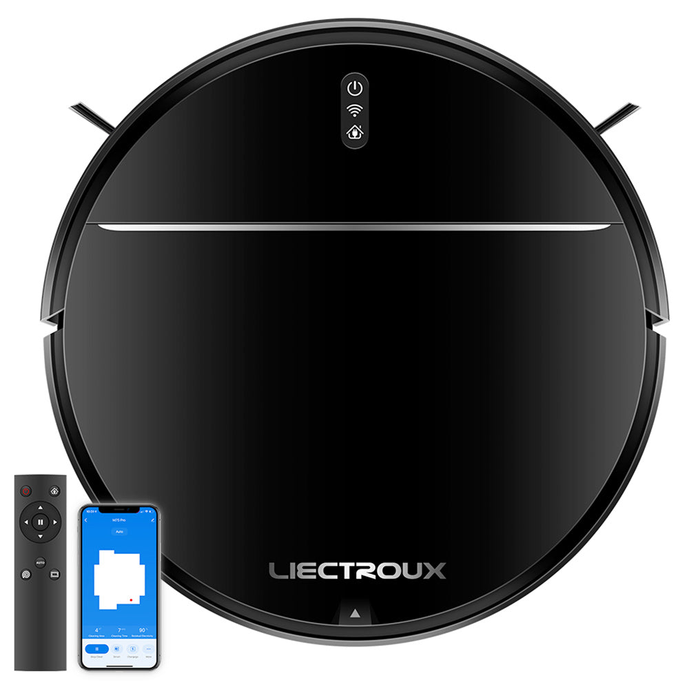 Liectroux M7S Pro Robot Vacuum Cleaner Sweeping Vacuuming Mopping Integrated  2D Map Navigation, 4400mAh Battery, Run 110mins - Black
