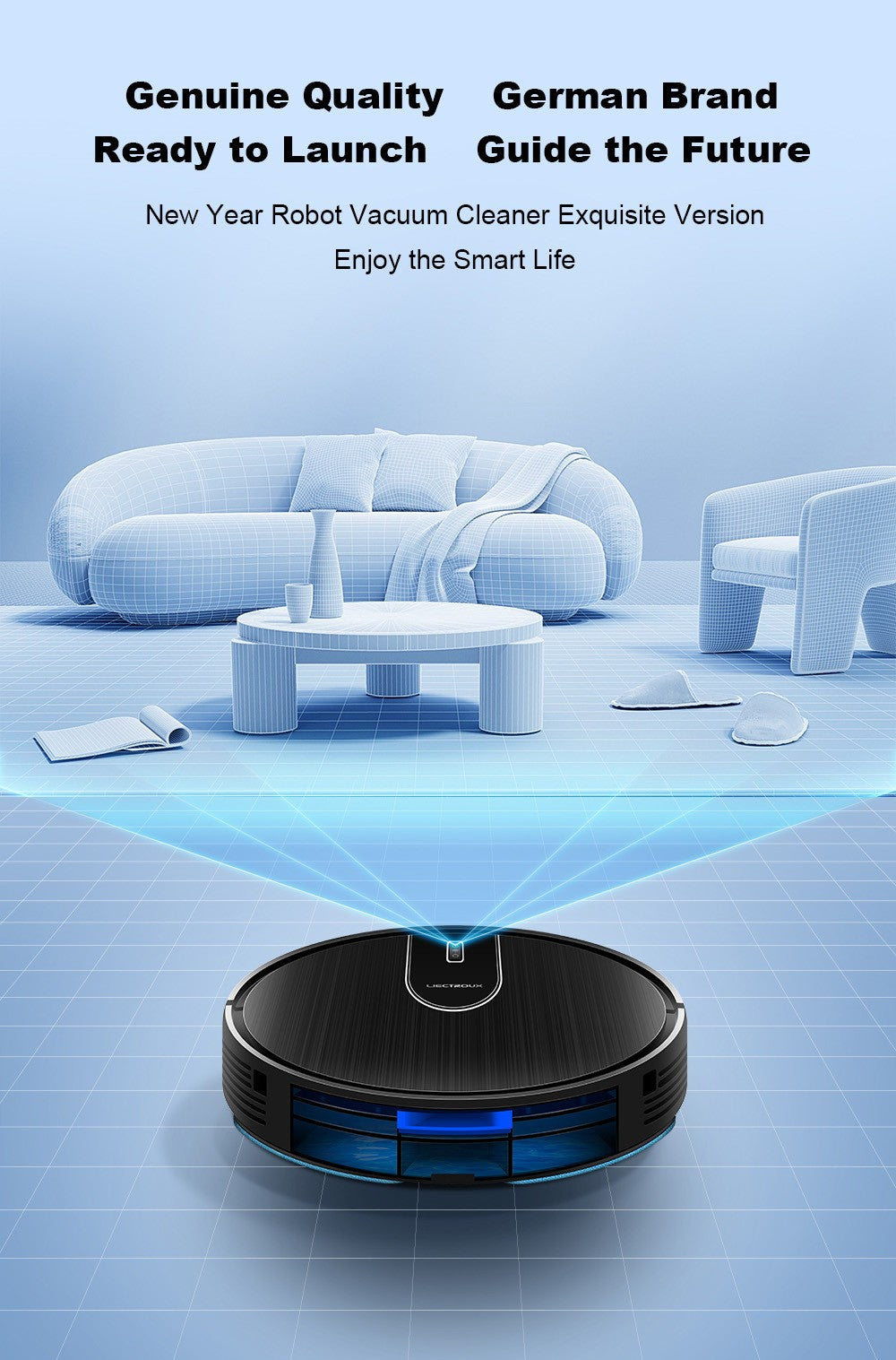 Robot aspirador y mopa húmeda combinados Liectroux N7S-U, mapeo inteligente, aplicación WiFi, succión de 6000 Pa, 120 minutos de autonomía, depósito de polvo de 400 ml y depósito de agua de 250 ml, aplicación WiFi, compatible con Alexa y Google Assistant, para pelo de mascotas, alfombras y suelos duros.