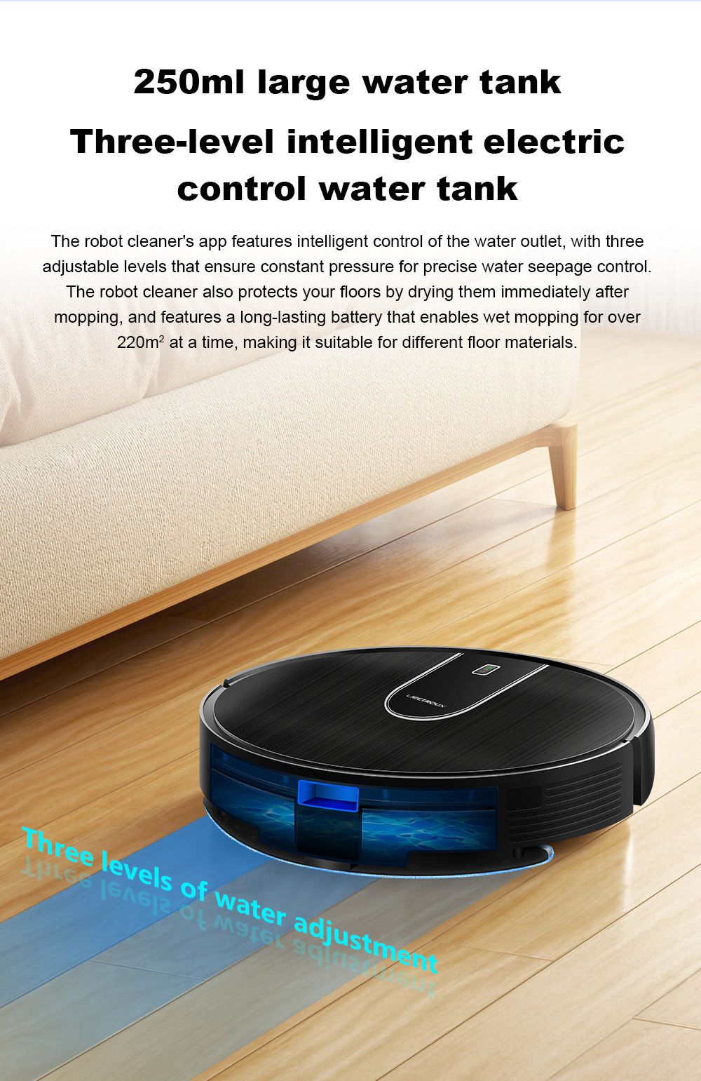 Robot aspirador y mopa húmeda combinados Liectroux N7S-U, mapeo inteligente, aplicación WiFi, succión de 6000 Pa, 120 minutos de autonomía, depósito de polvo de 400 ml y depósito de agua de 250 ml, aplicación WiFi, compatible con Alexa y Google Assistant, para pelo de mascotas, alfombras y suelos duros.