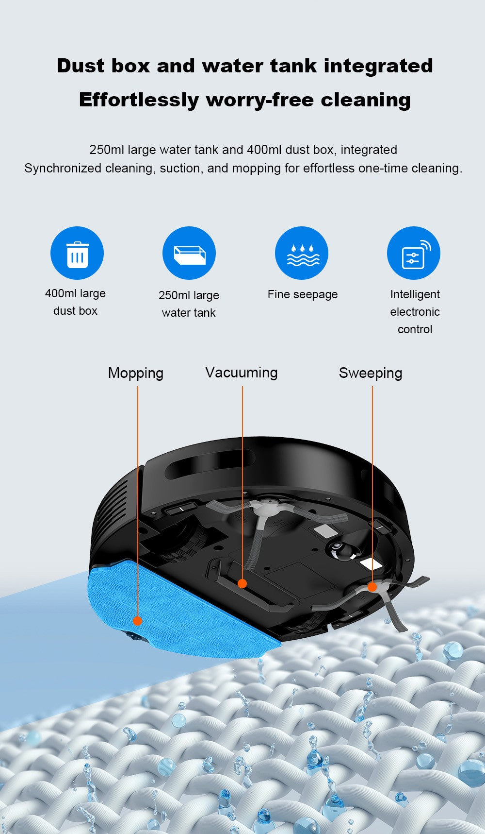 Robot aspirador y mopa húmeda combinados Liectroux N7S-U, mapeo inteligente, aplicación WiFi, succión de 6000 Pa, 120 minutos de autonomía, depósito de polvo de 400 ml y depósito de agua de 250 ml, aplicación WiFi, compatible con Alexa y Google Assistant, para pelo de mascotas, alfombras y suelos duros.