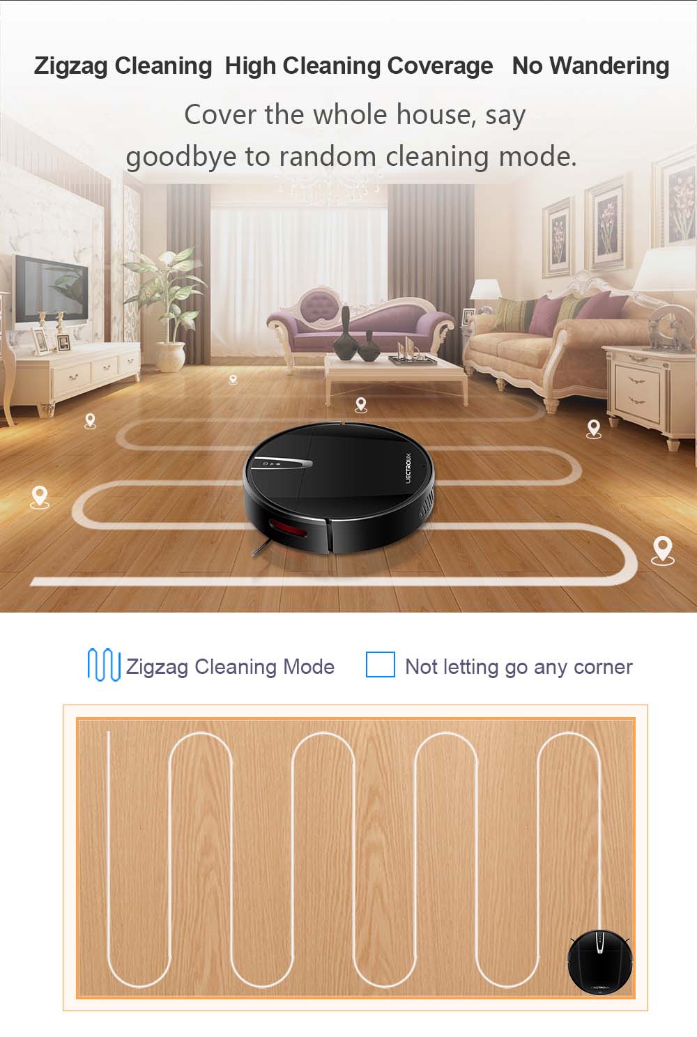 Robot Aspirador LIECTROUX V3S Pro, Succión 4000Pa, Mopa Seca y Húmeda, Navegación con Mapeo 2D, con Memoria, Control por Voz y App WiFi