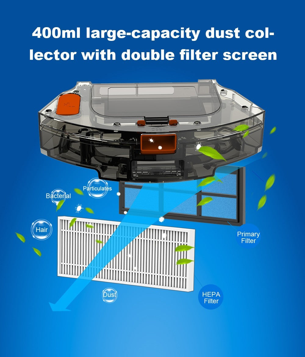Robot Aspirador Liectroux X6, Succión 6500Pa, Navegación Láser LDS, Tanque de Agua 235ml, Depósito de Polvo 400ml, Guarda 5 Mapas, Batería 2600mAh, Control por App/Voz