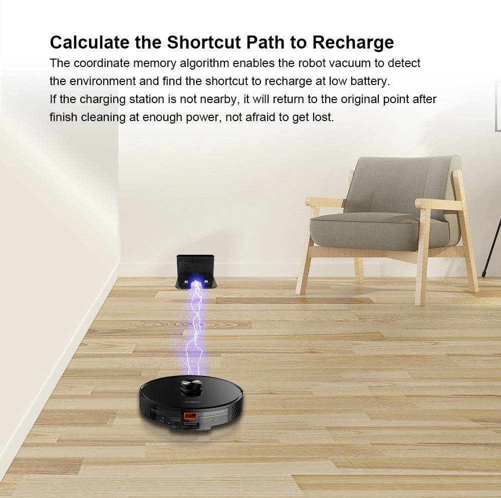 Robot Aspirador Liectroux X6, Succión 6500Pa, Navegación Láser LDS, Tanque de Agua 235ml, Depósito de Polvo 400ml, Guarda 5 Mapas, Batería 2600mAh, Control por App/Voz