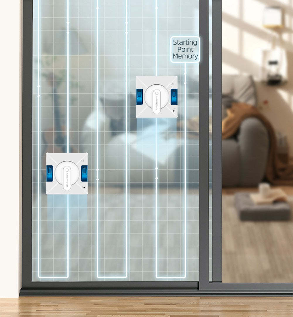 Liectroux YW509 Robot Limpiador de Ventanas, Doble Rociado de Agua, Potencia de Succión 3000Pa, Sensor Láser Anticaída, 3 Modos de Limpieza, Planificación Inteligente de Trayectoria, Bajo Nivel de Ruido, Control Remoto - Blanco