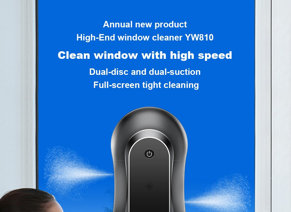 LIECTROUX YW810 Robot Limpiador de Ventanas, Rociado de Agua Bidireccional, Mopa Seca y Húmeda, Ruta con IA, Motor y Ventilador sin Escobillas, Control por APP y Remoto, Múltiples Sistemas de Protección de Seguridad, Negro