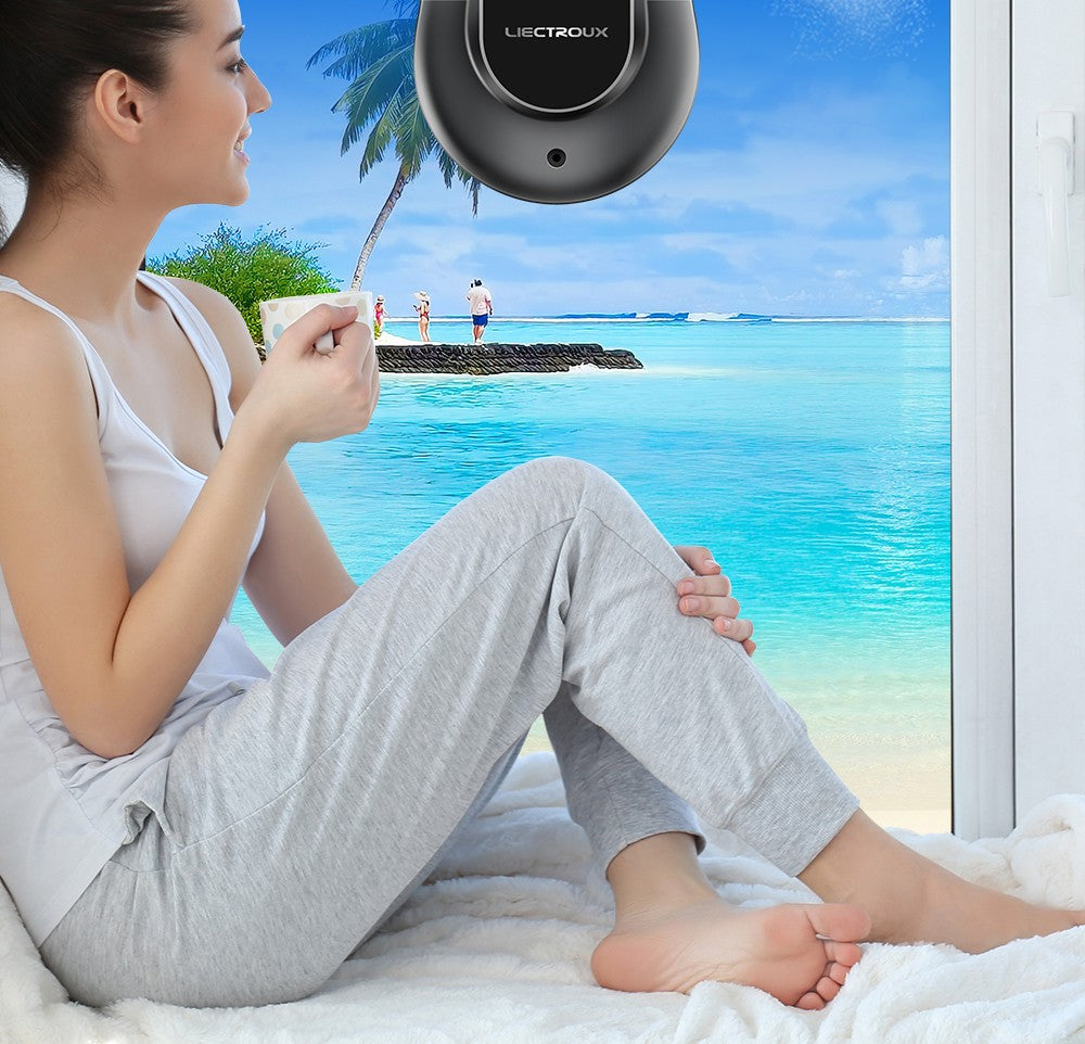 LIECTROUX YW810 Robot Limpiador de Ventanas, Rociado de Agua Bidireccional, Mopa Seca y Húmeda, Ruta con IA, Motor y Ventilador sin Escobillas, Control por APP y Remoto, Múltiples Sistemas de Protección de Seguridad, Negro