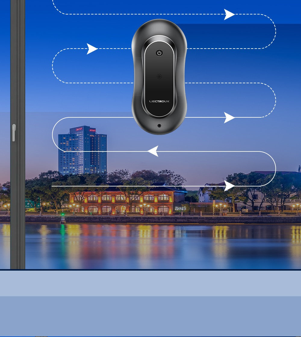 LIECTROUX YW810 Robot Limpiador de Ventanas, Rociado de Agua Bidireccional, Mopa Seca y Húmeda, Ruta con IA, Motor y Ventilador sin Escobillas, Control por APP y Remoto, Múltiples Sistemas de Protección de Seguridad, Negro