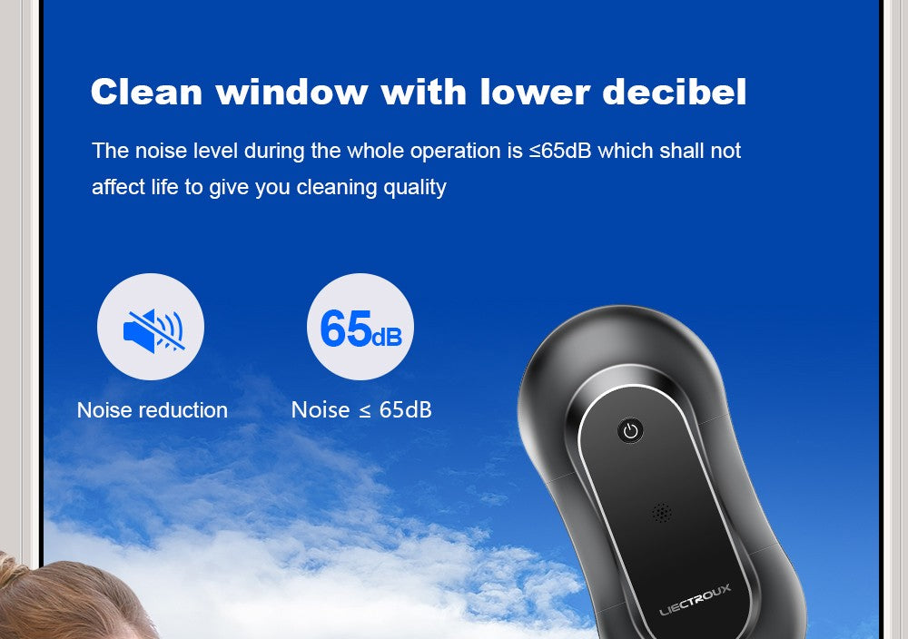 LIECTROUX YW810 Robot Limpiador de Ventanas, Rociado de Agua Bidireccional, Mopa Seca y Húmeda, Ruta con IA, Motor y Ventilador sin Escobillas, Control por APP y Remoto, Múltiples Sistemas de Protección de Seguridad, Negro