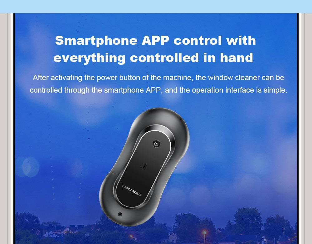 LIECTROUX YW810 Robot Limpiador de Ventanas, Rociado de Agua Bidireccional, Mopa Seca y Húmeda, Ruta con IA, Motor y Ventilador sin Escobillas, Control por APP y Remoto, Múltiples Sistemas de Protección de Seguridad, Negro