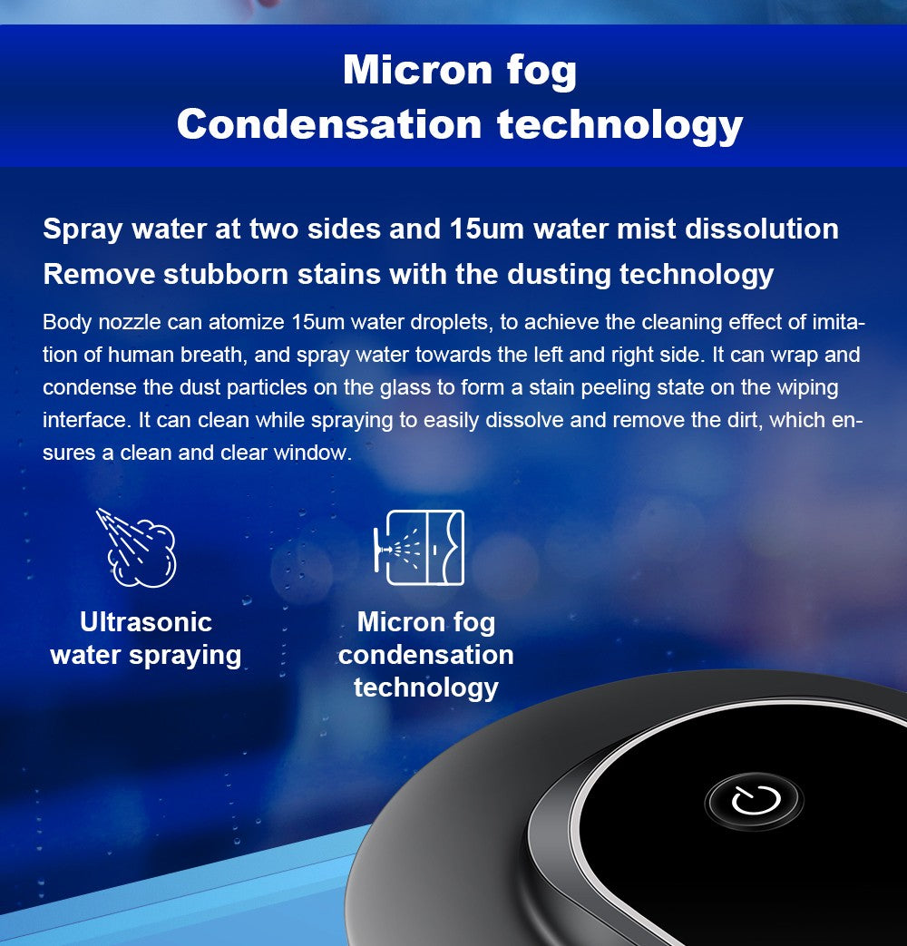 LIECTROUX YW810 Robot Limpiador de Ventanas, Rociado de Agua Bidireccional, Mopa Seca y Húmeda, Ruta con IA, Motor y Ventilador sin Escobillas, Control por APP y Remoto, Múltiples Sistemas de Protección de Seguridad, Negro