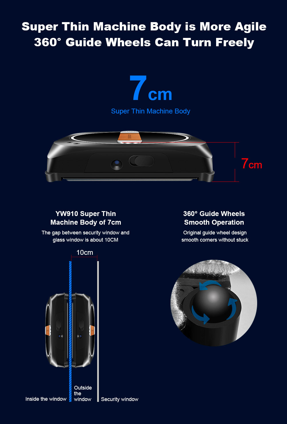 Robot Limpiacristales Liectroux YW910, Doble Rociado de Agua, Succión al Vacío de 3000Pa, Sensor Láser, Control por App y Remoto, Función de Memoria