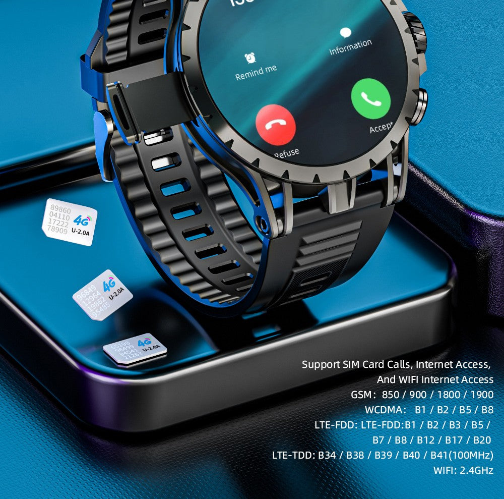 LOKMAT APPLLP 4 Smartwatch, 1.508-inch AMOLED Screen, Support 4G/5G SIM Card, Heart Rate Blood Oxygen Monitoring, NFC Function, GPS Positioning