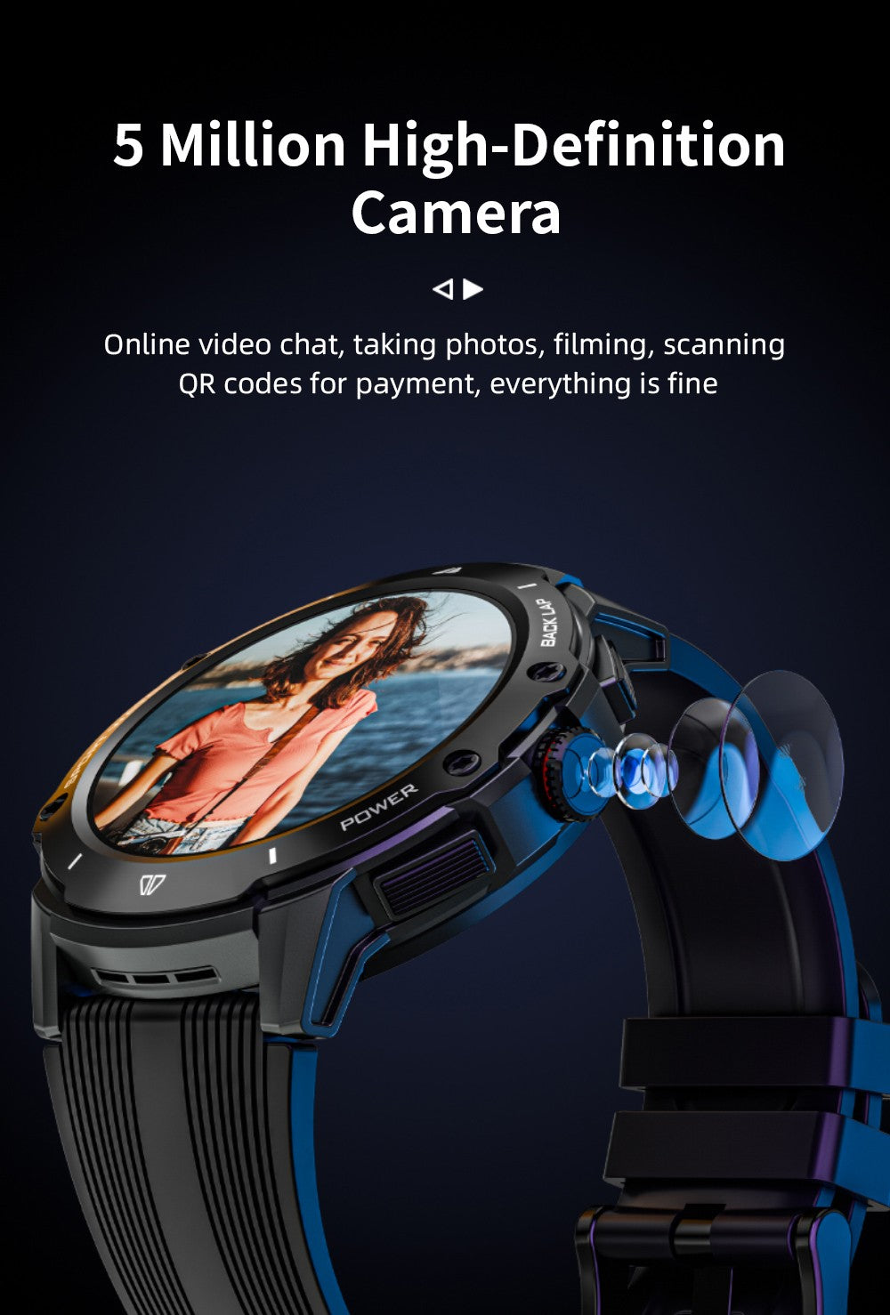 LOKMAT APPLLP 4G Smartwatch, AMOLED HD Screen, NFC Access, Heart Rate Health Monitoring, Bluetooth 4.2, Multiple Sports Modes, GPS/Beidou/Granas/AGPS/LBS Positioning