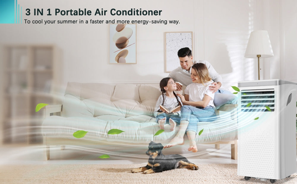 LUKO A011D1-7K Aire Acondicionado Portátil 3 en 1, Deshumidificador, Capacidad de Enfriamiento de 7000 BTU, 2 Velocidades de Viento, Temporizador de 24 Horas, Bajo Nivel de Ruido, Control Remoto