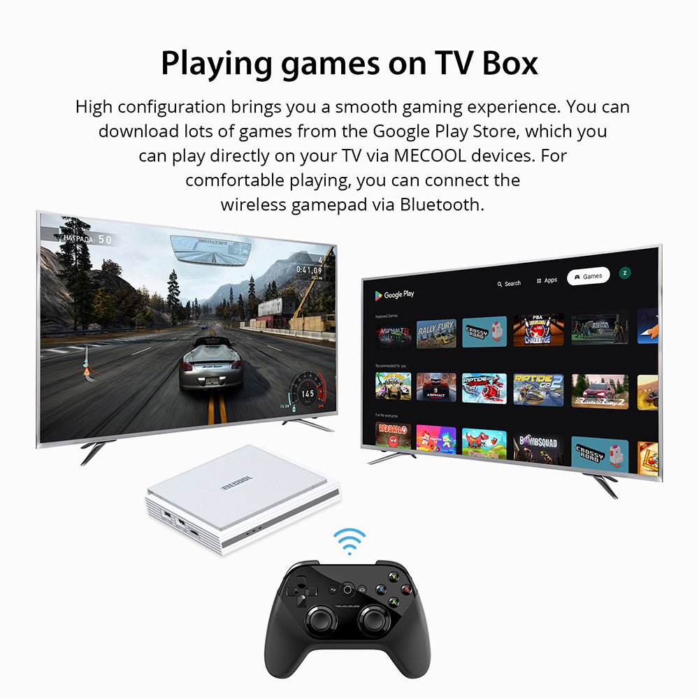 MECOOL KM2 PLUS Deluxe TV Box, Android 11, 4K HDR Output, Amlogic S905X4-J Quad Core, 4GB RAM 32GB ROM, WiFi 6 Bluetooth 5.0, Dolby Vision & Dolby Atmos, 2*USB 2.0 1*HDMI 1*AV 1*LAN 1*TF Card Slot 1*SPDIF Optical 1*Earphone Port - EU Plug